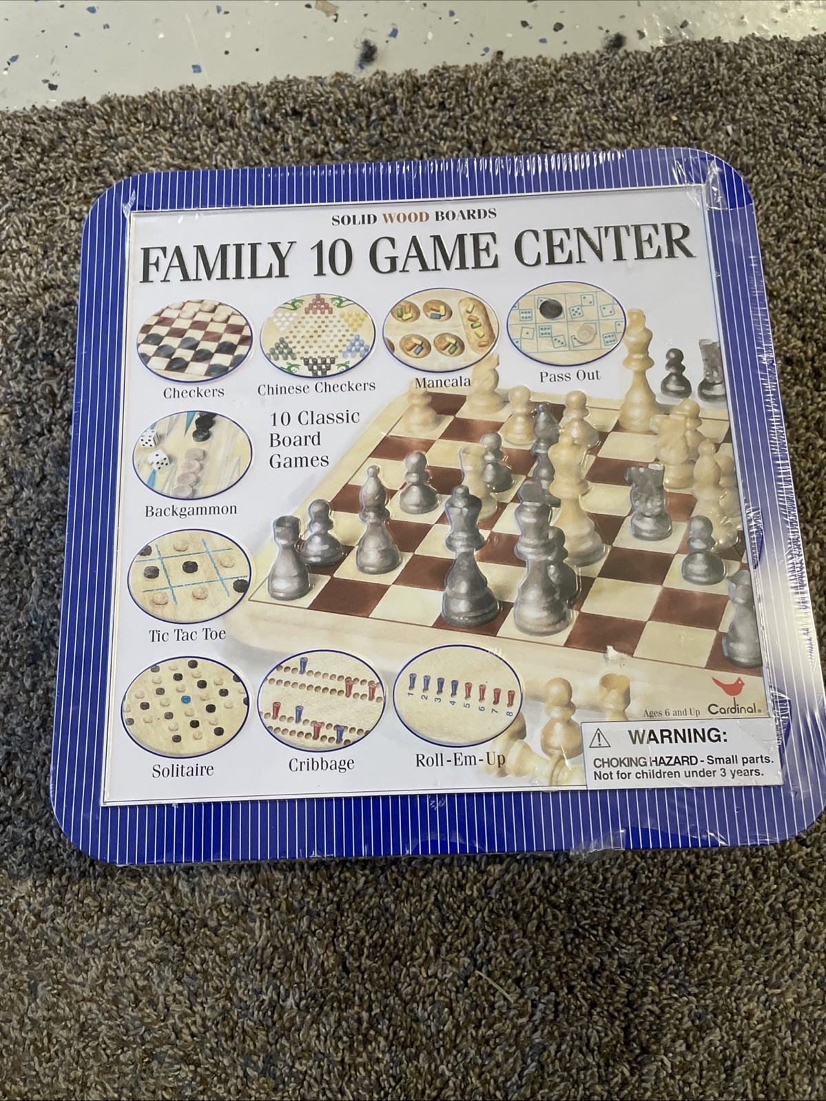 Cardinal Family 10 Game Center Solid Wood Boards Ten Classic Games