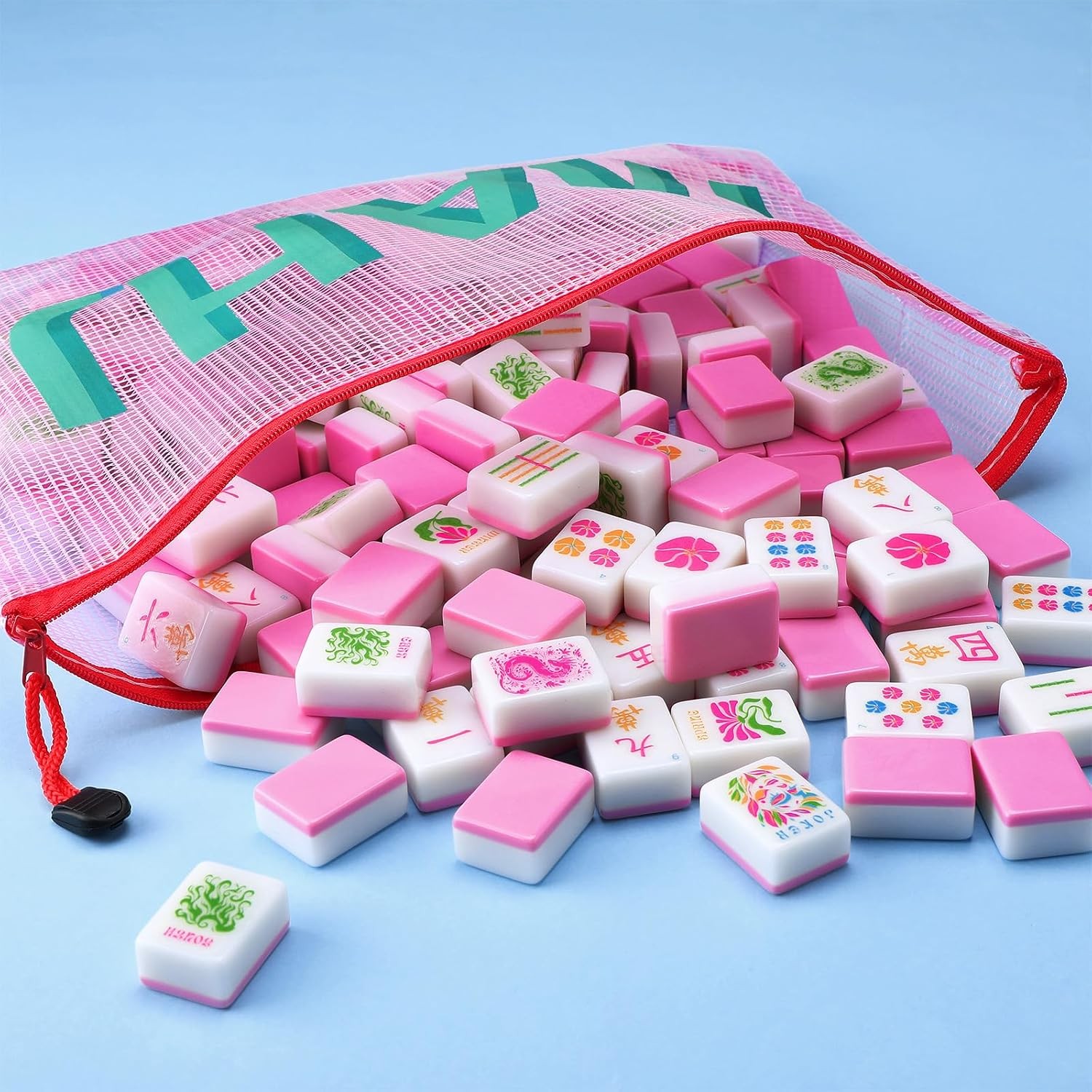 American Mahjong Kaleidoscope Pink Soulchen Mahjong Tile Set 160 Tiles 1.2