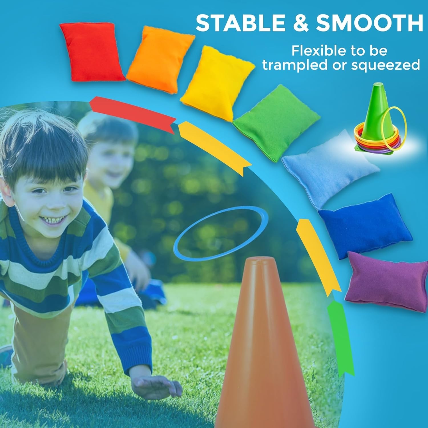 Outdoors 53 Pcs Games Set for Kids & Adults, Ring Toss, Bean Bags, Sacks