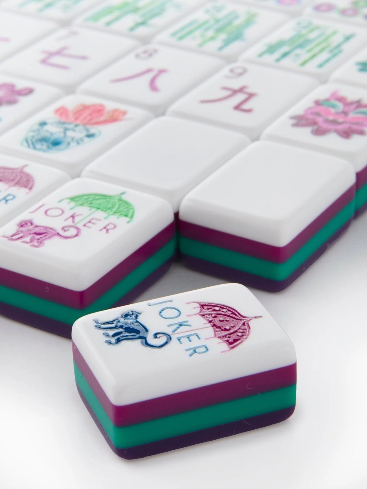 160 Imperial Purple American Mahjong Tiles 4-Layer Acrylic Engraved Set