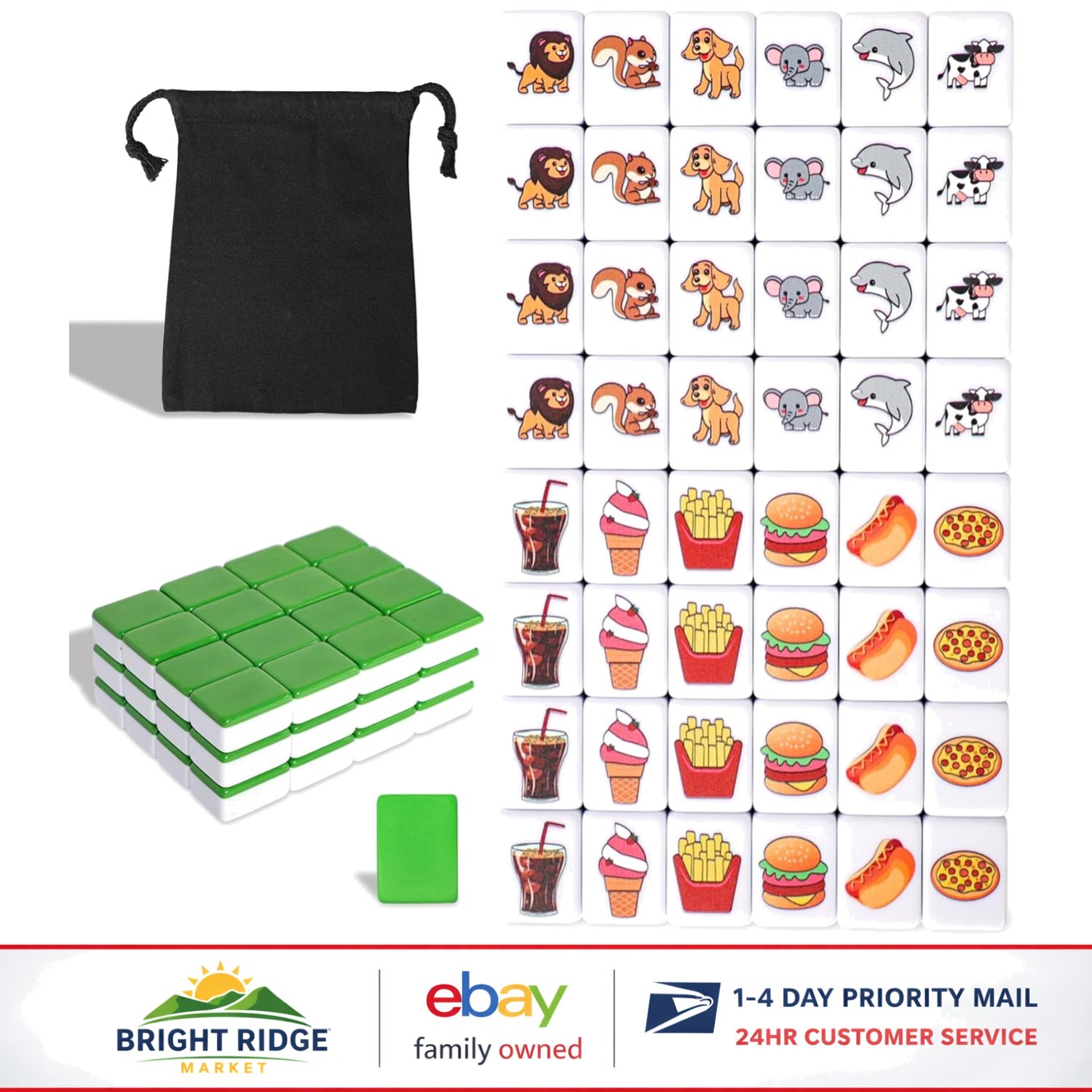 Portable Mahjong Block Set with 50 Melamine Tiles and Carry Bag for Easy Travel