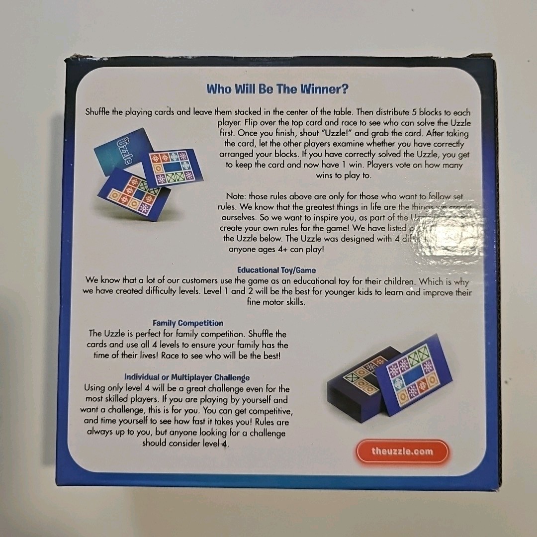 The Uzzle Family Block Puzzle Board Game Educational Toy for Children and Adults