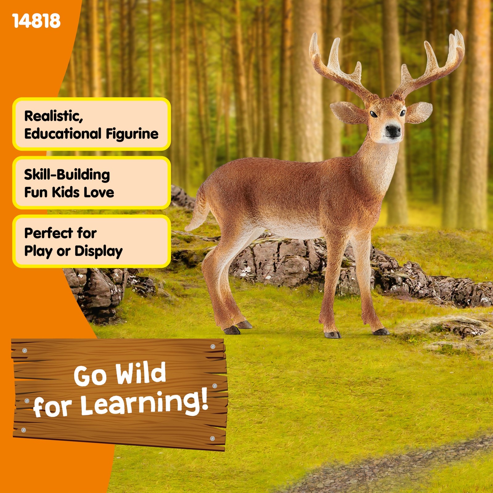 Schleich Wild Life White Tail Buck Deer Figurine Model 14818 Realistsic Animal