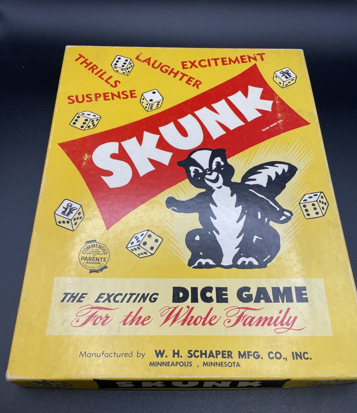 Vintage 1953 “Skunk” Dice Game by WH Schaper Manufacturing – New Old Stock!