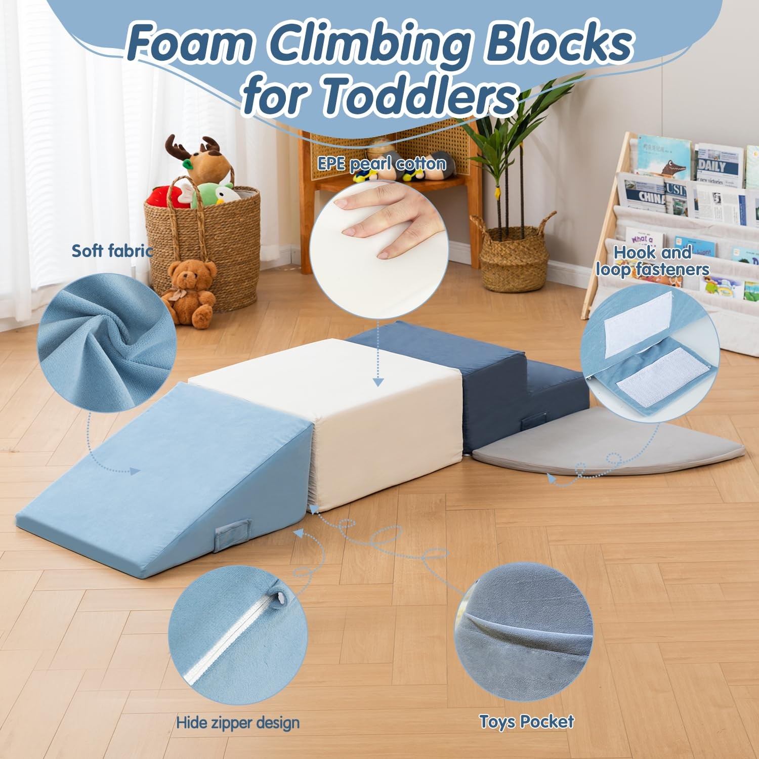 Capakids Foam Climbing Blocks 4 Pcs Toddlers 1-3 Years Indoor Toys