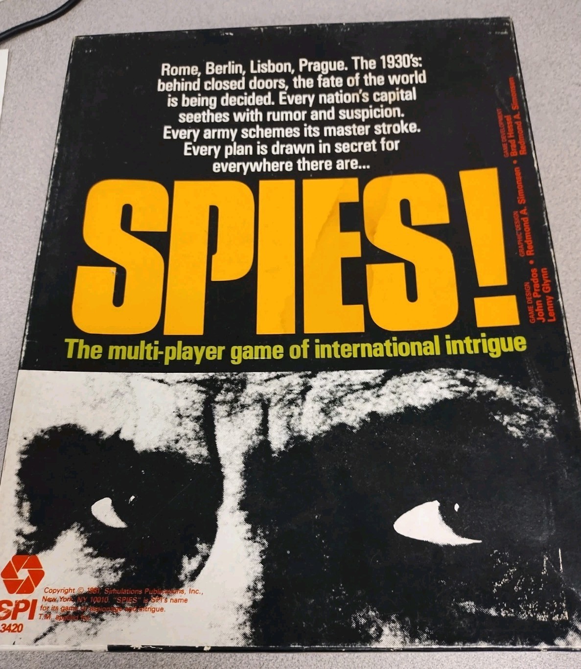 1981 SPI Spies! The Multi-player Game of WW2 International Intrigue Complete
