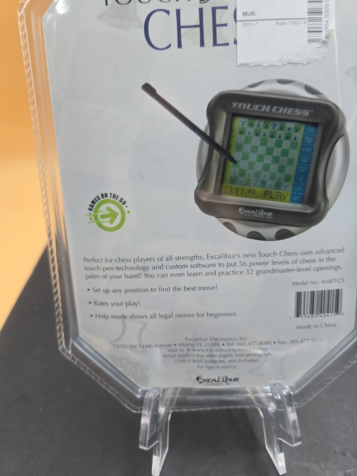 Excalibur Electronics Touch Chess II NIP Handheld Electronic w/Touch Screen.