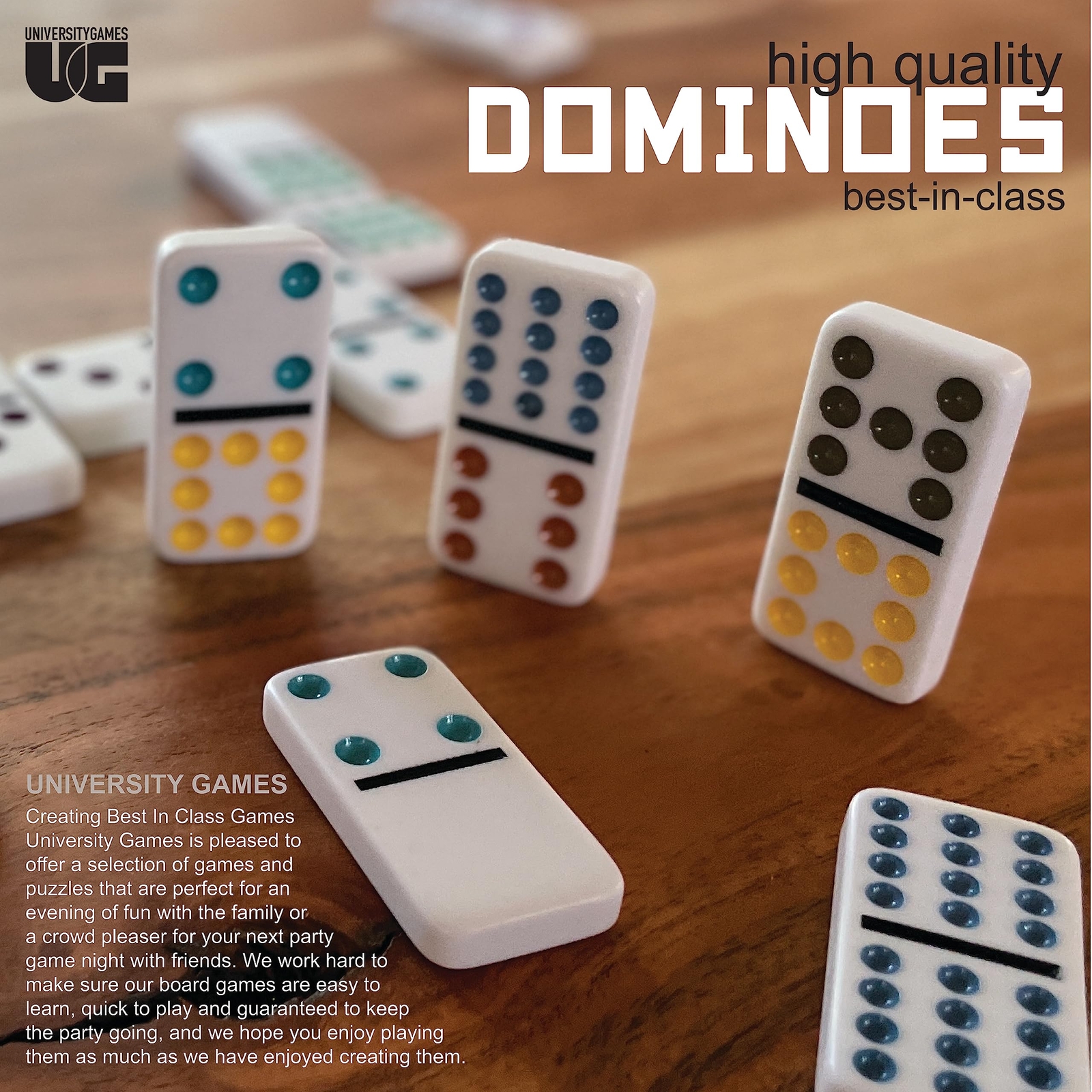 Spinner Colored Dot Dominoes Set with 66 Tiles Wild Gameplay for All Ages