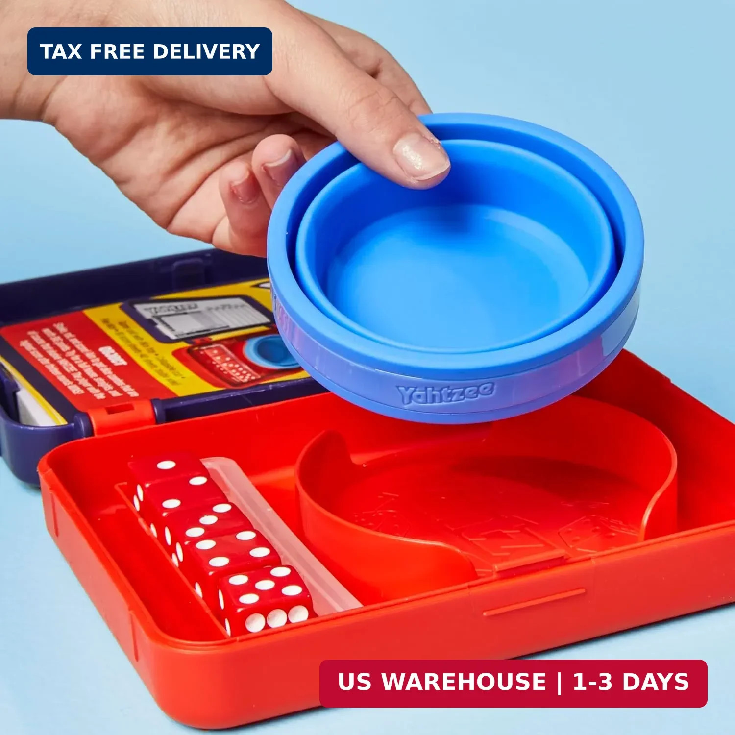 Hasbro Gaming Yahtzee Dice Game | with Collapsible Cup & Storage Case | Fun Fami