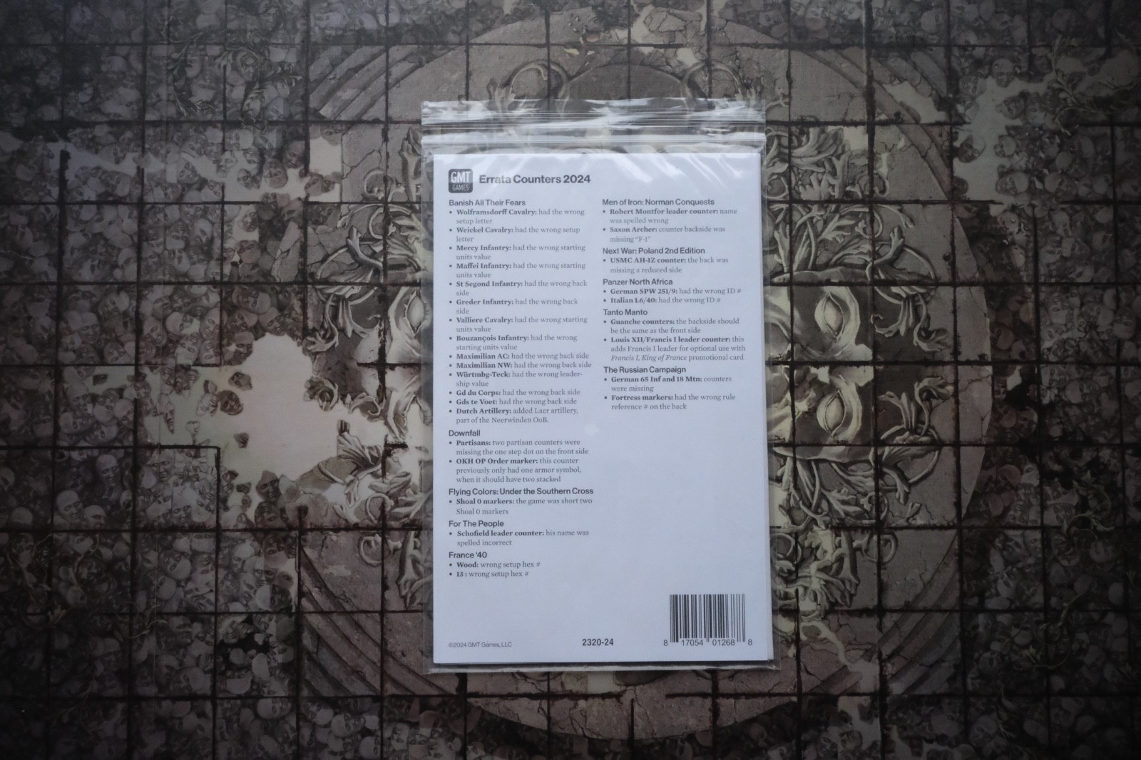GMT Games 2024 Errata Replacement Counters (Downfall removed)