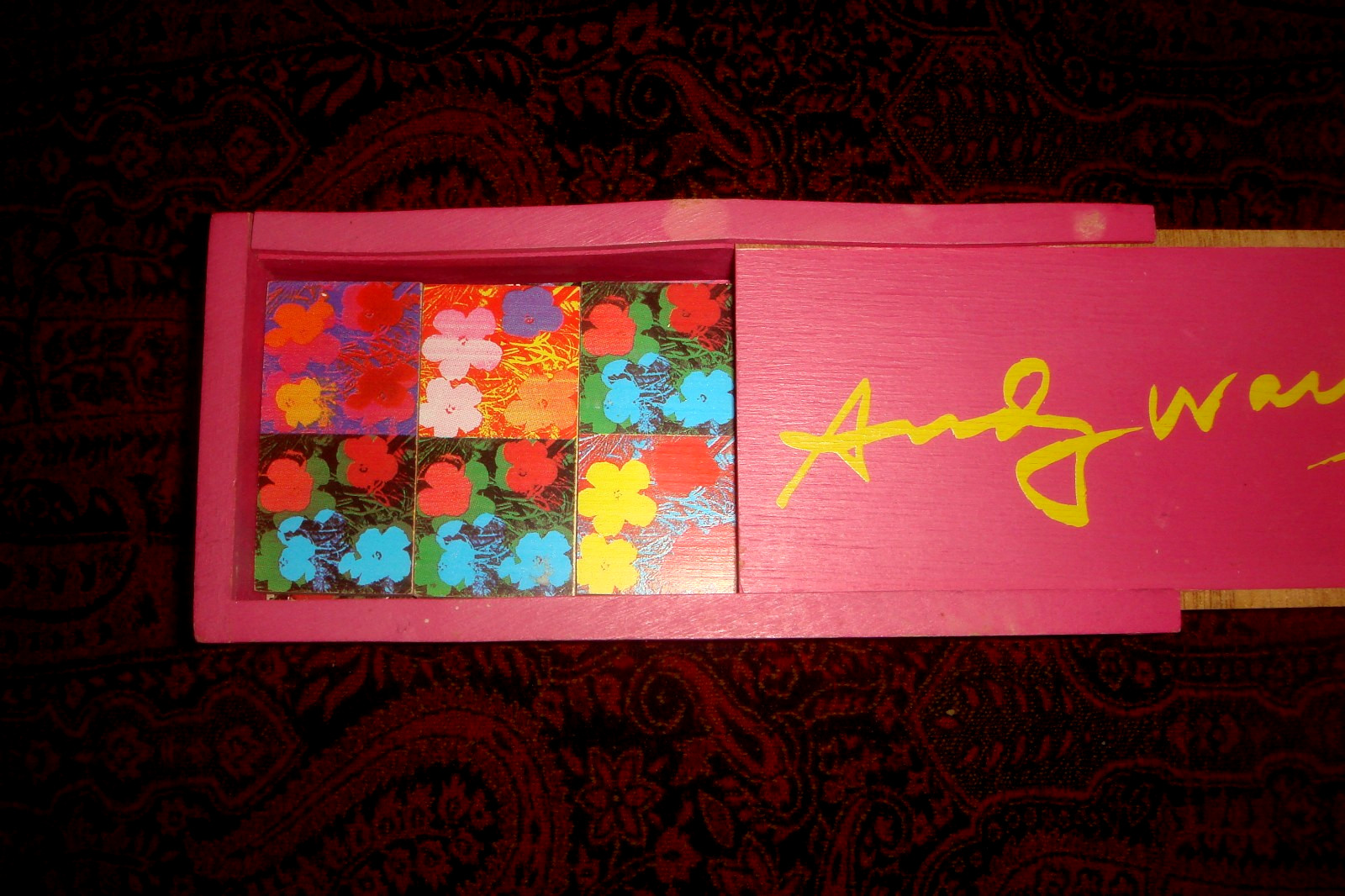 Rare ANDY WARHOL “Flowers” WOODEN DOMINO SET Gorgeous Art Color – Made in France