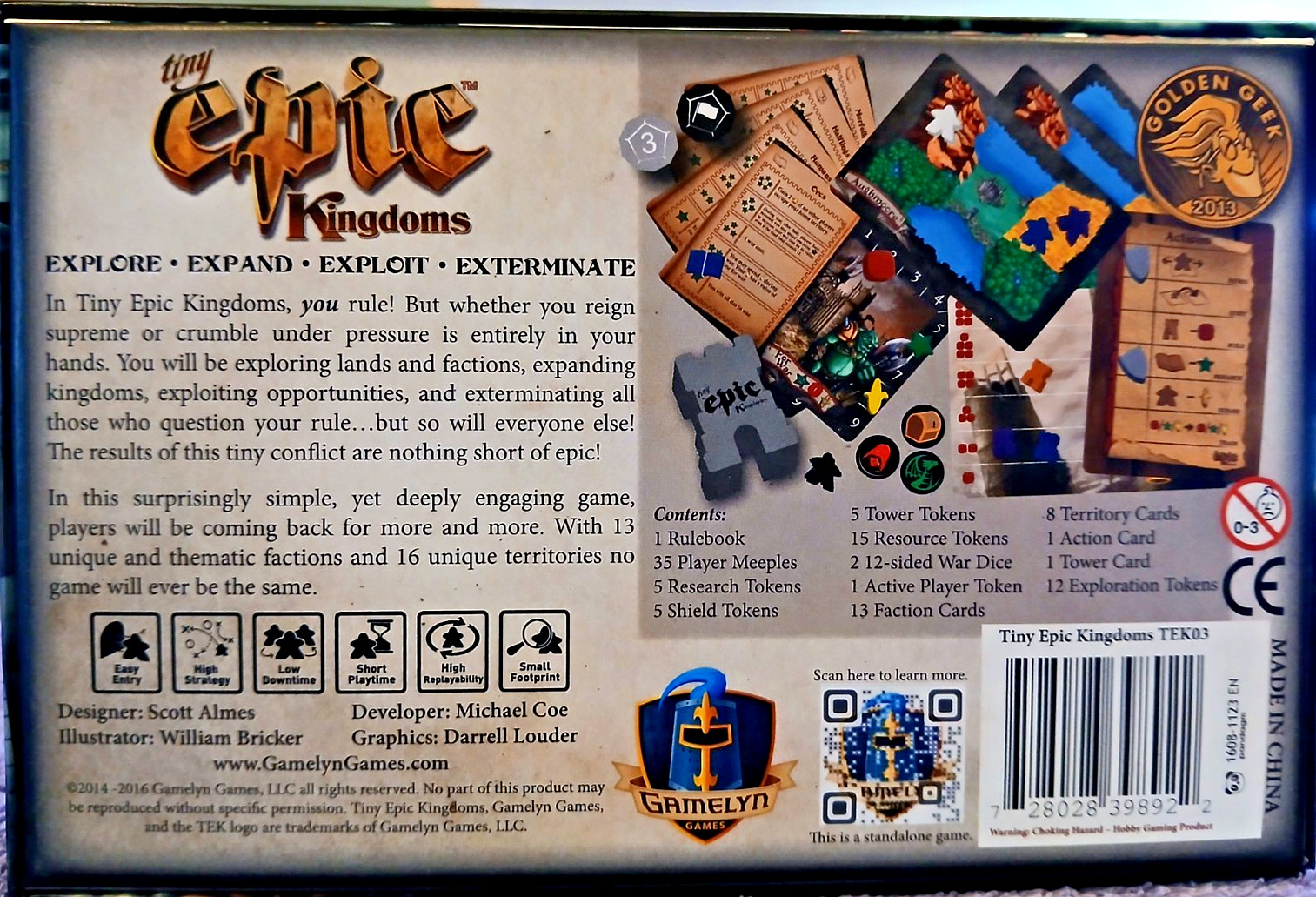 Game Tiny Epic Kingdoms 2nd Edition Gamelyn Games 2017 Explore Expand Explicit
