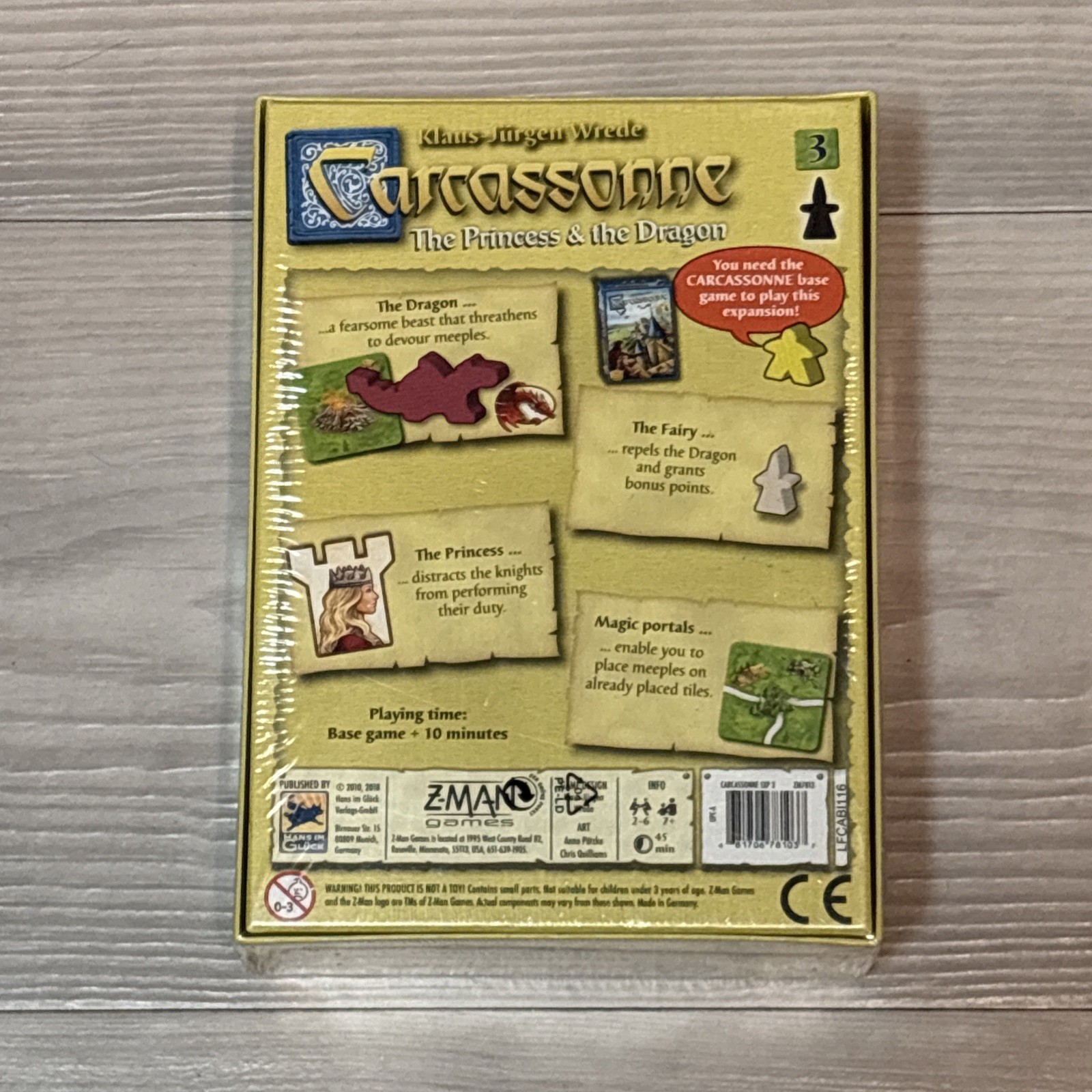 CARCASSONNE 2.0 The Princess & The Dragon Expansion #3 Board Game Z-Man ZM7813