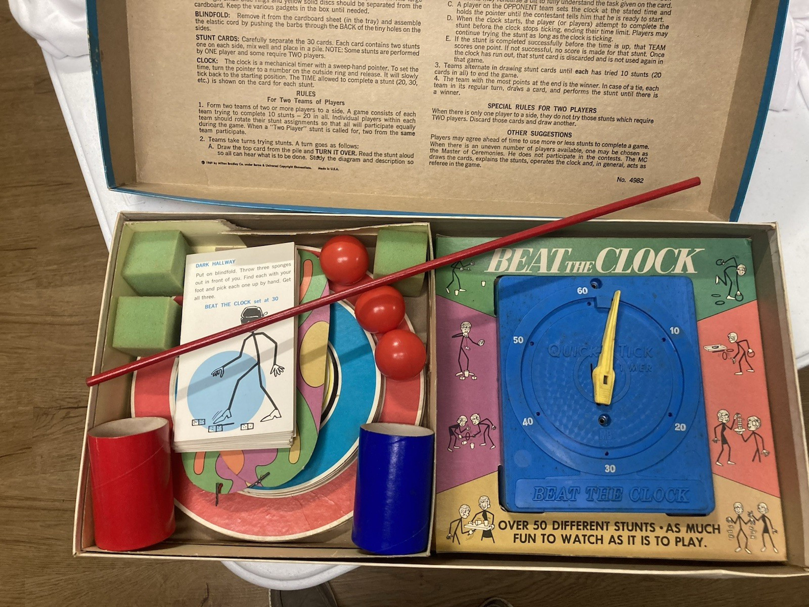 Vintage Milton Bradley Co Beat The Clock Game 2nd Edition 1969 – Complete
