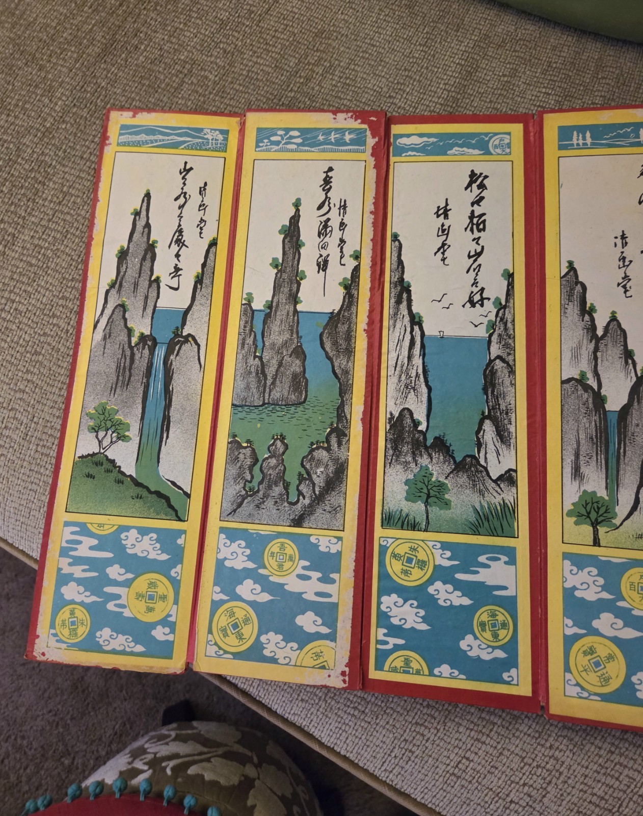 Vintage Korean Pung Poong Game Board With Vintage Print Graphics