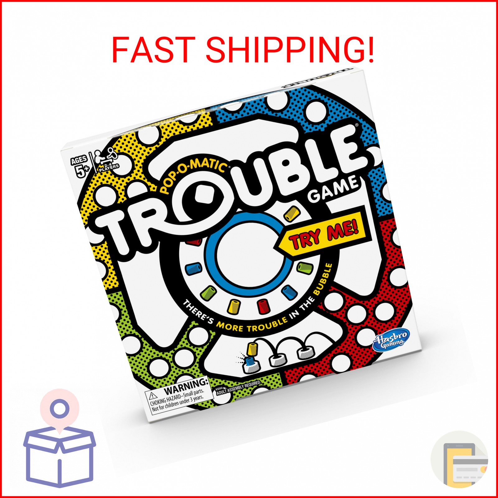 Hasbro Gaming Trouble Board Game for Kids Ages 5 and Up 2-4 Players