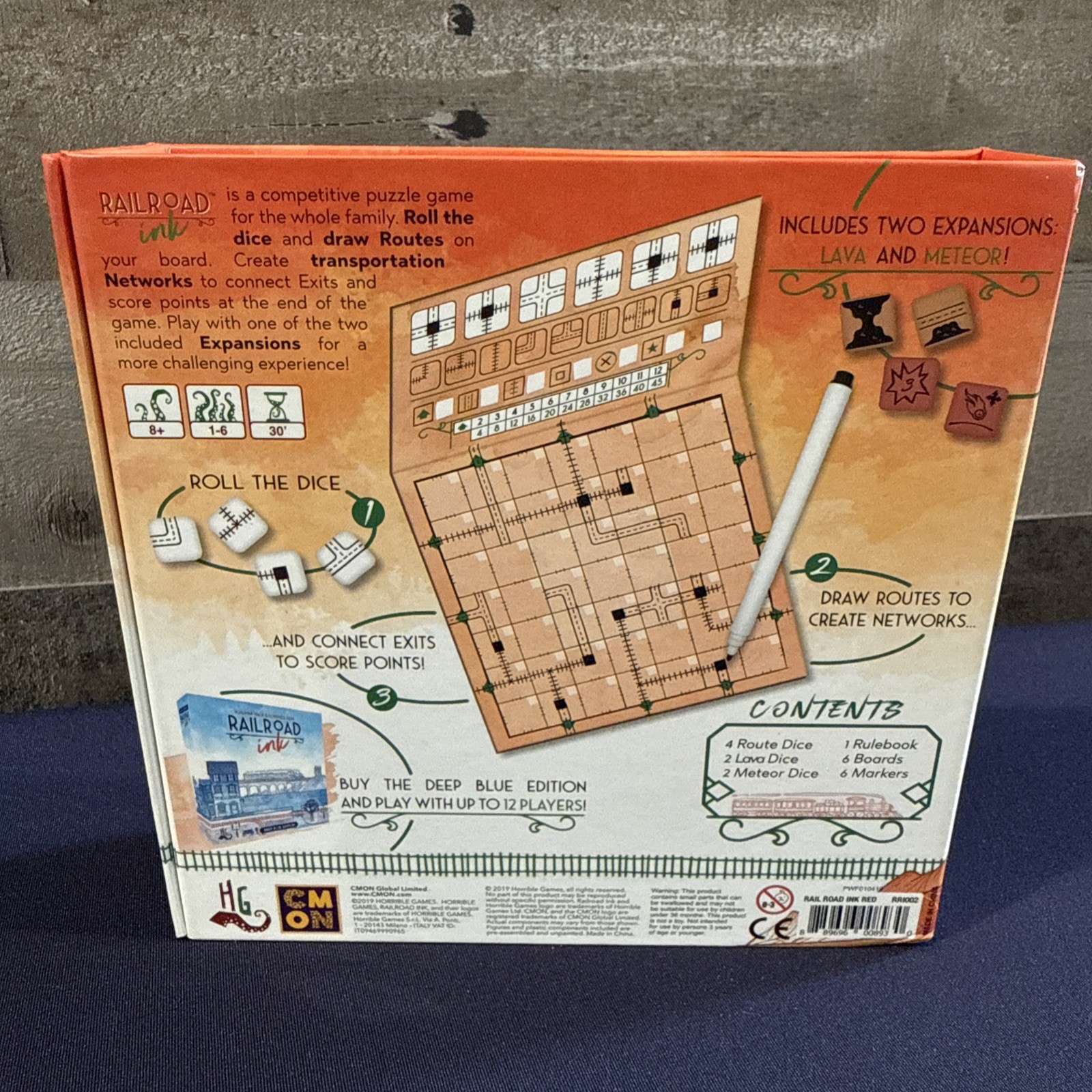 Railroad Ink Blazing Red Edition Board Game 2019 Complete Very Good