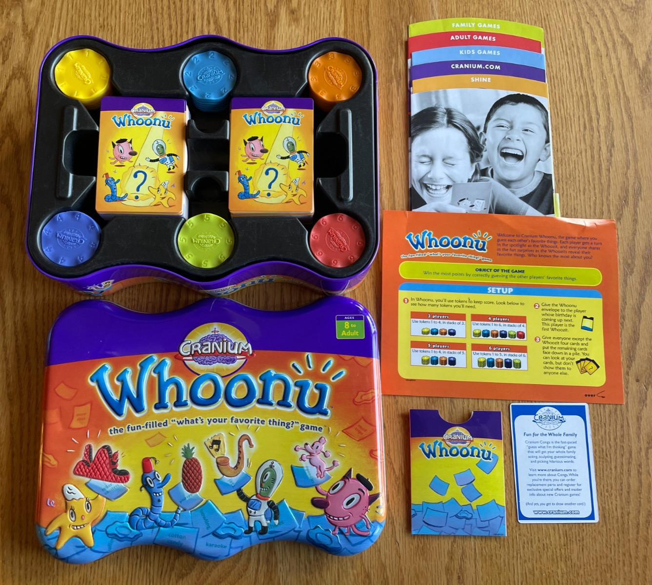 Cranium WHOONU “What’s Your Favorite Thing?” Family Game in Tin 2005 Complete!
