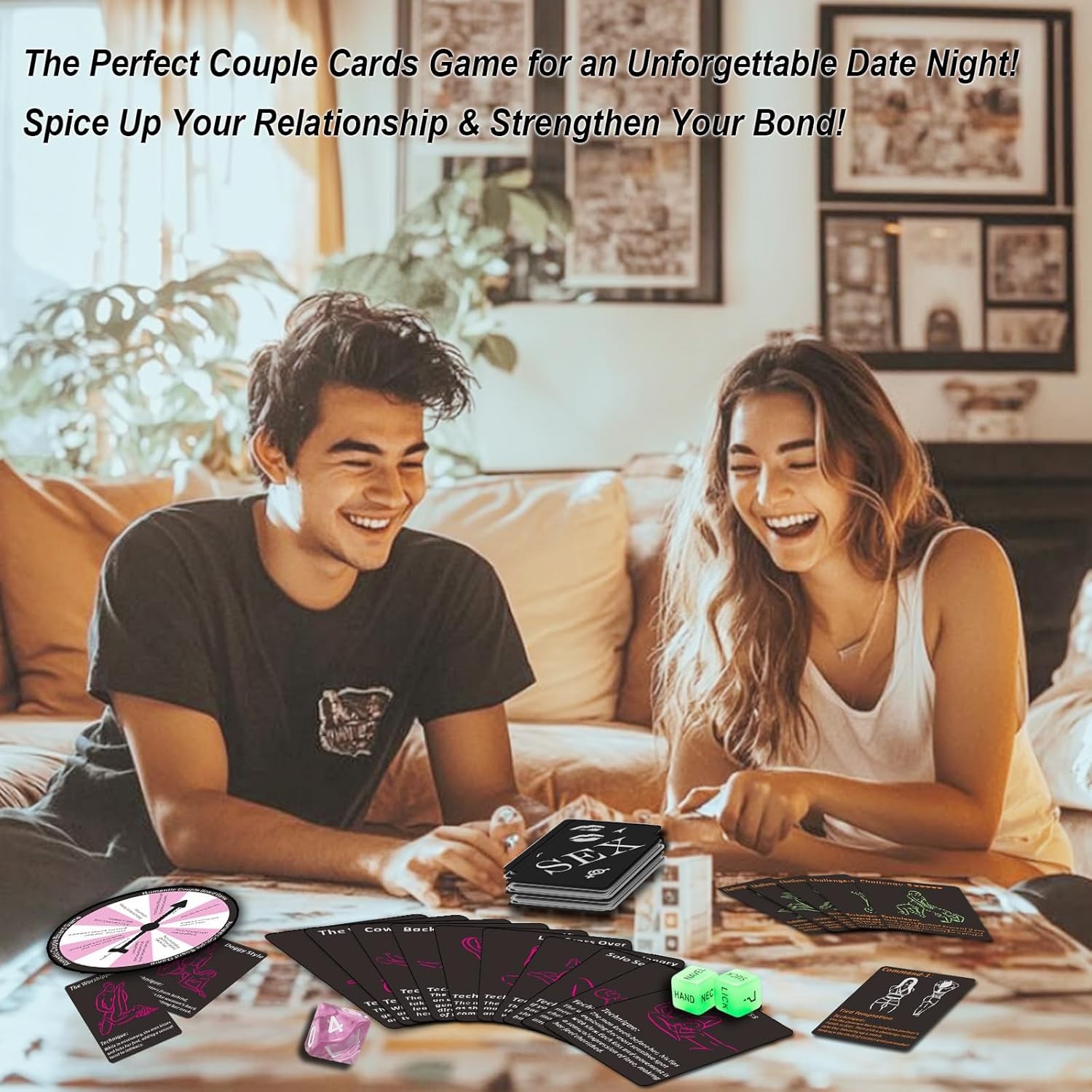 Sex Game for Adults – 42 Romantic Bedroom Cards with Sex Positions, Challenges –