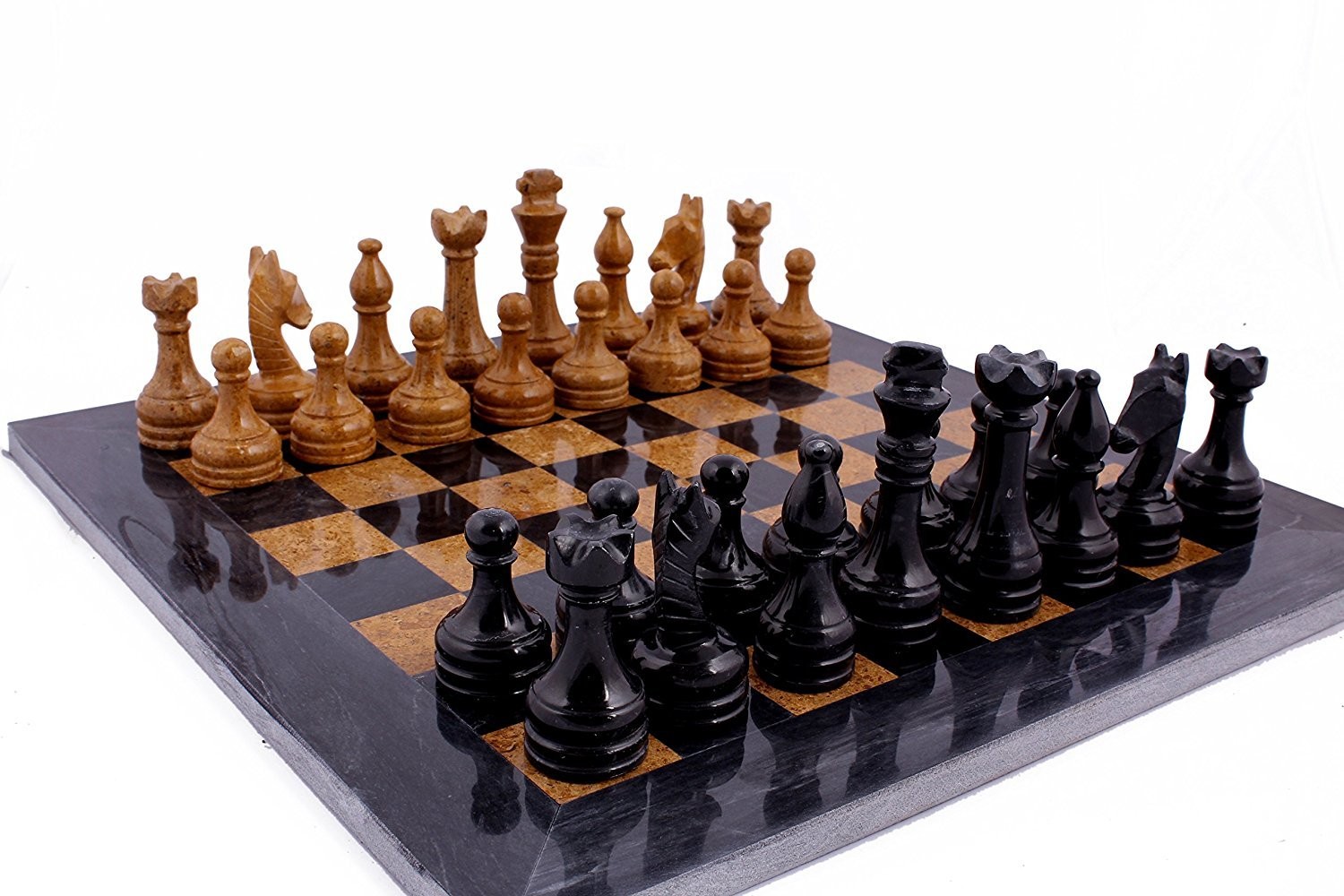 Radicaln Marble Chess Set 15 Inches Black and Golden Handmade Luxury Board