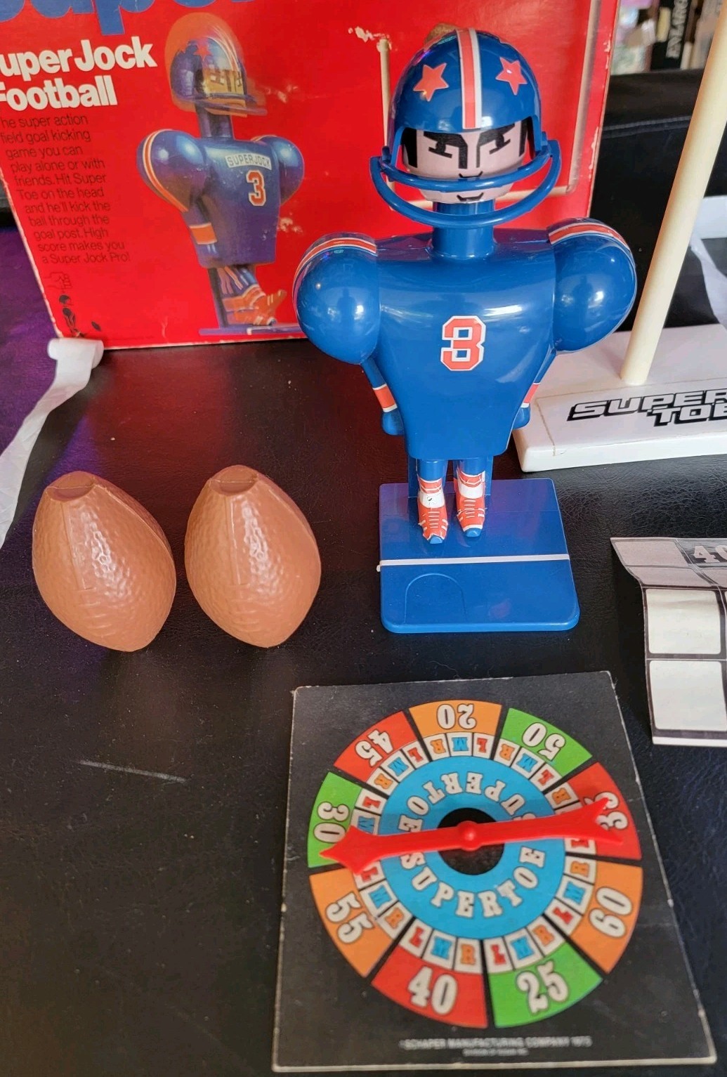 Vtg Schaper Super Jock Toe Football Game 1975 Kicker Toy Original Box TOY SPORTS
