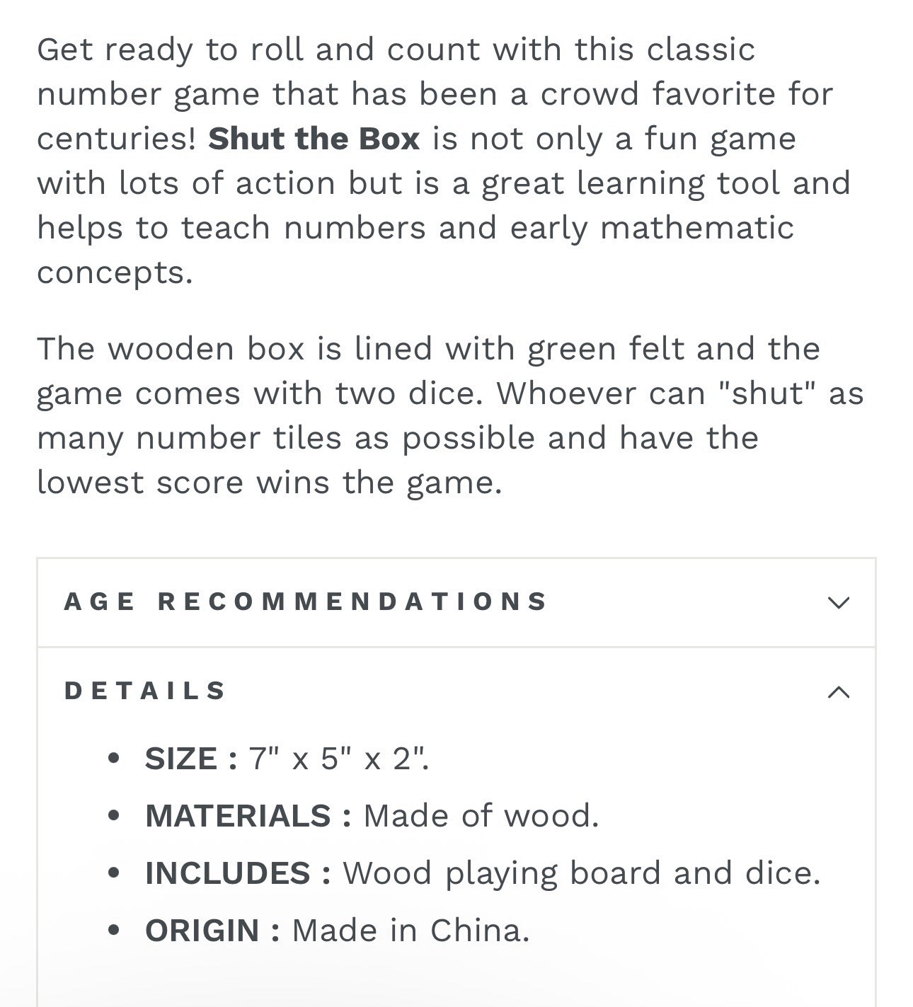 House of Marbles: Shut-the-Box Classic Wooden Game