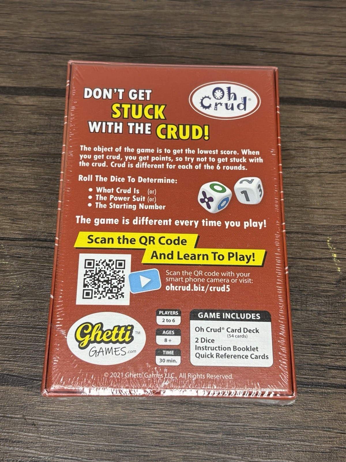 NEW SEALED Oh Crud Family Card & Dice Game for 2-6 Players Ages 8 & Up Ghetti