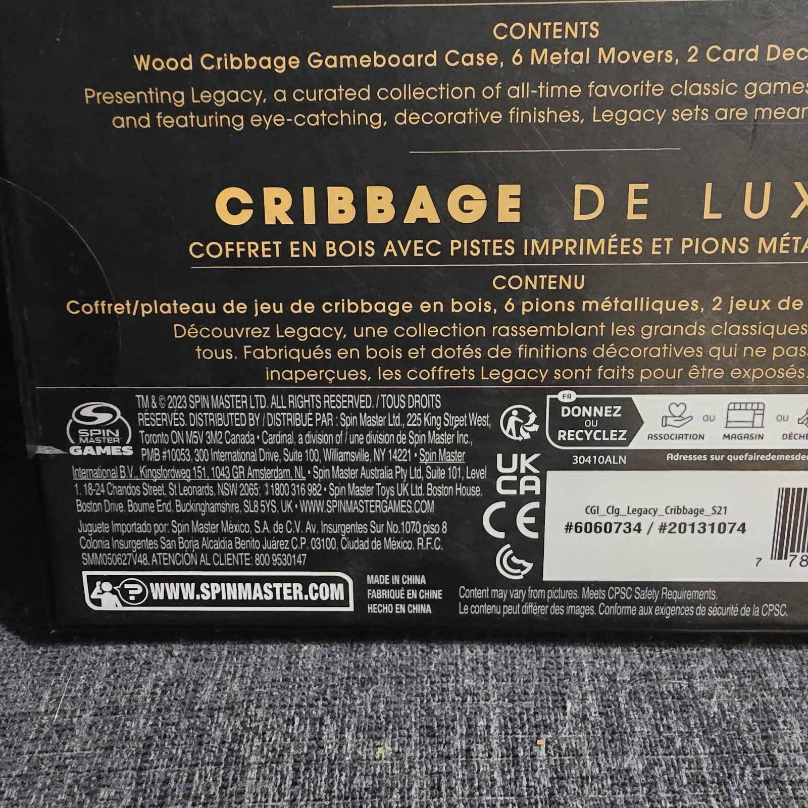 New Sealed Deluxe Cribbage Family Board Game Cardinal Legacy Wooden Case