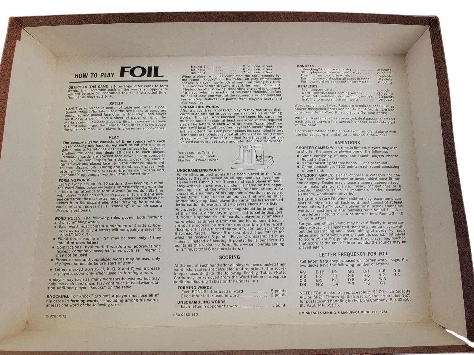 3M Bookshelf Case Games FOIL Game of Words and Wits 1968 Boxed Complete