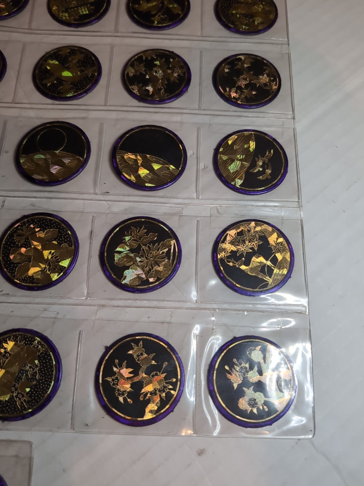 Pogs Pogs Lot Hanafuda Japanese Hawaii Set Of 48 Loose Black Purple Gold