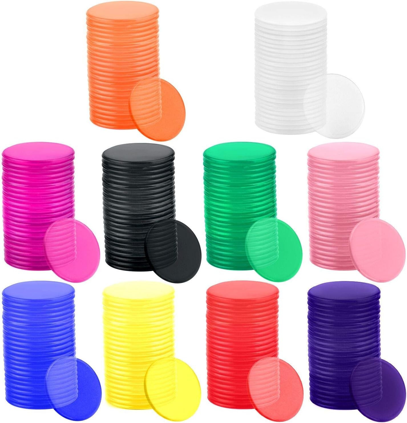 Coopay 200 Pieces 10 Colors 1-1/5 inch Plastic Learning Counters 10