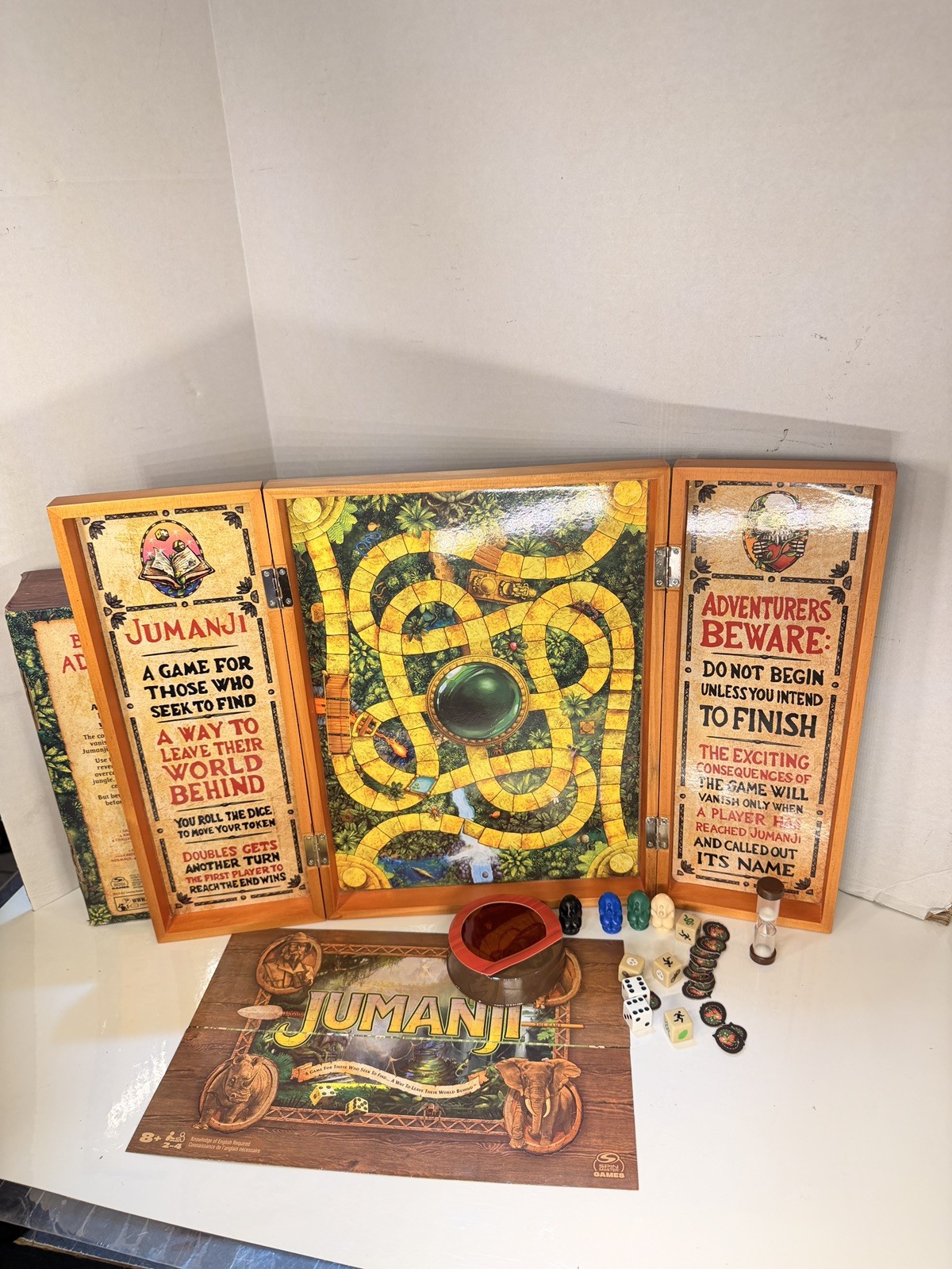 Jumanji Board Game Wooden Box Complete Spin Master Adventure Game