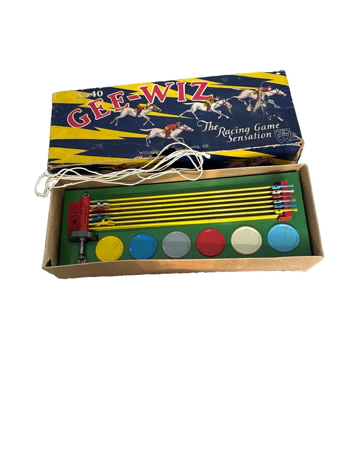 Vintage Gee-Wiz Racing Game No.40 Wolverine Supply w/ Box Horse Race Toy