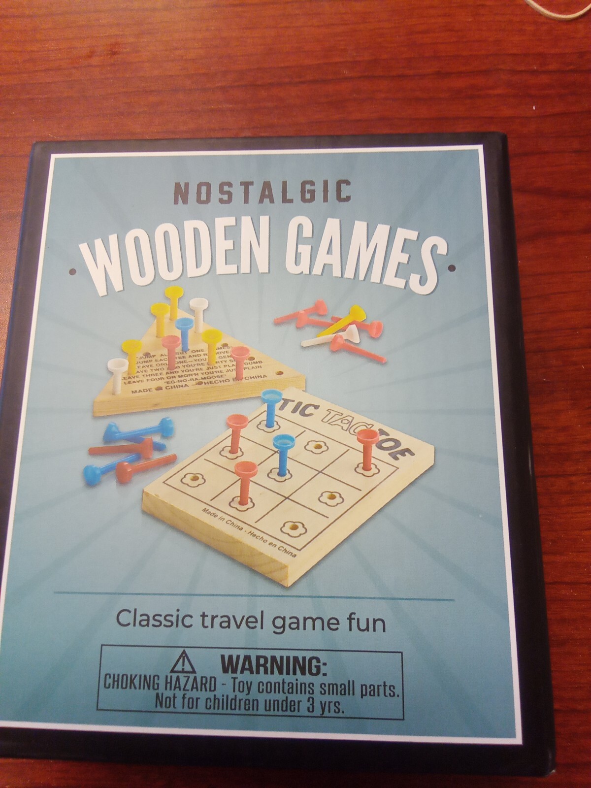 Nostalgic Wooden Games Tic Tac Toe and Solitaire Peg Board Travel Game Peg Piece