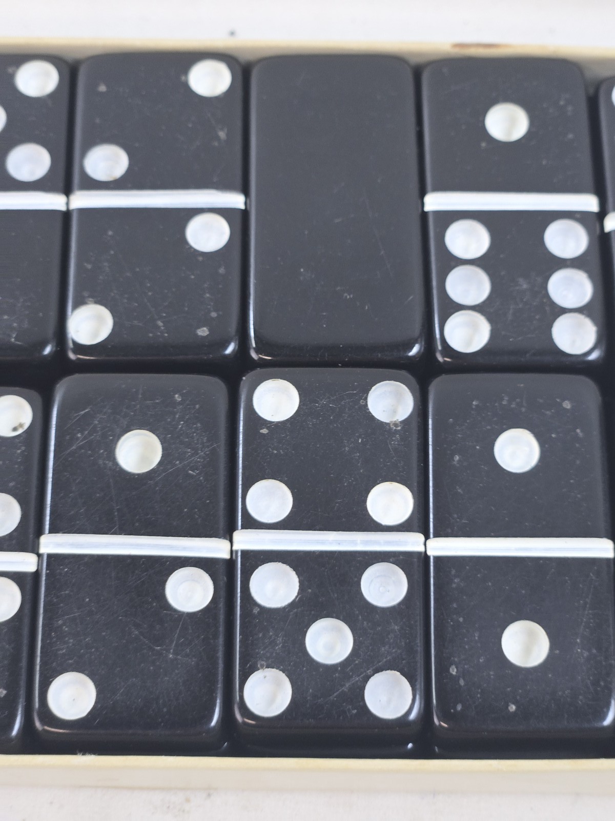 Vintage Marblelike Super Thick Dominoes Game Set Made in USA Traditional Tile