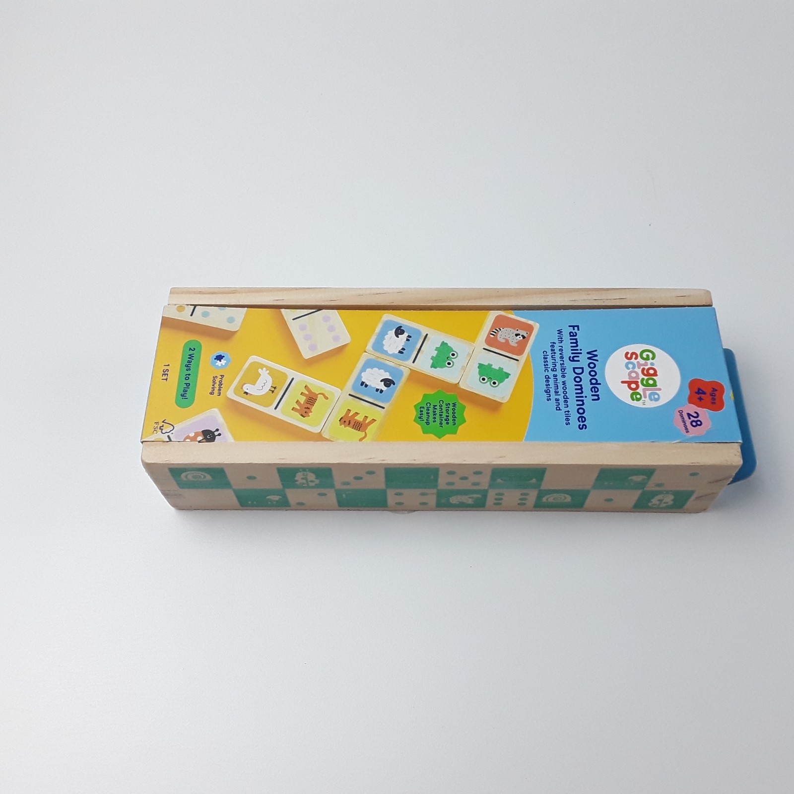 Gigglescape Wooden Family Dominoes 2 Ways to Play Classic Tile Game 28-Piece