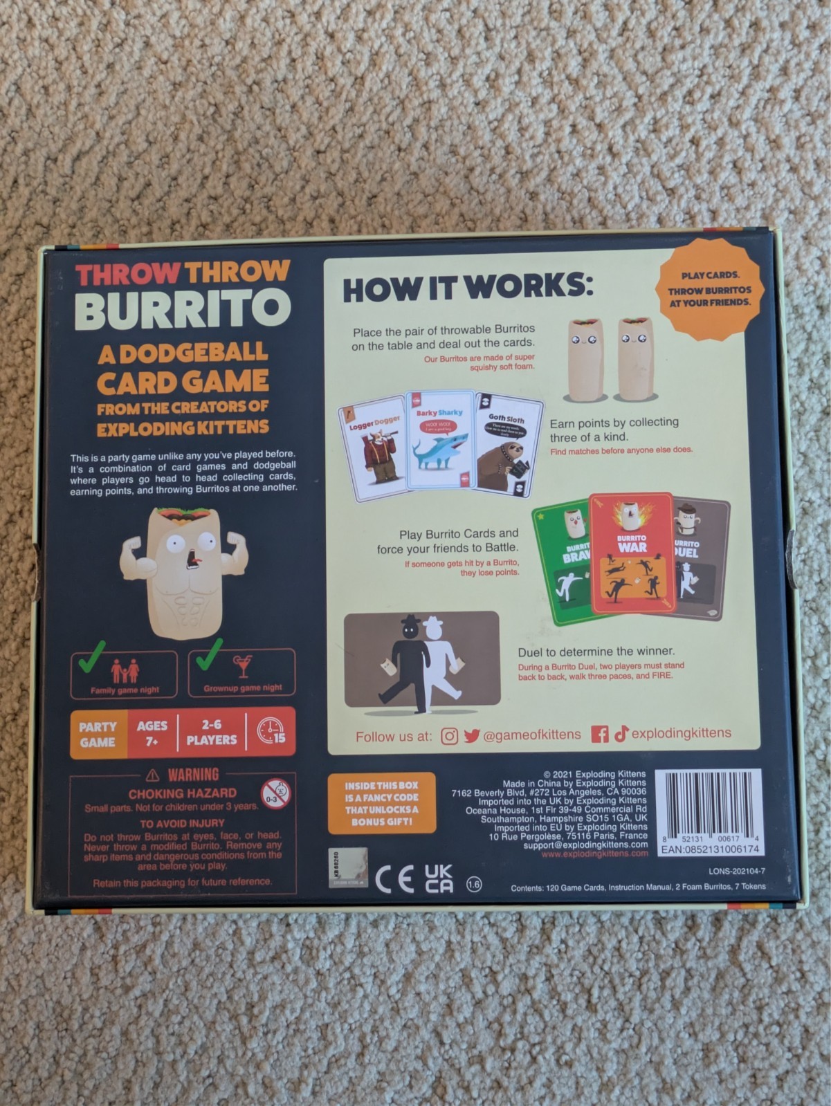 Exploding Kittens Throw Throw Burrito 2-6 Players – Ages 7+ – 15 Minutes to Play