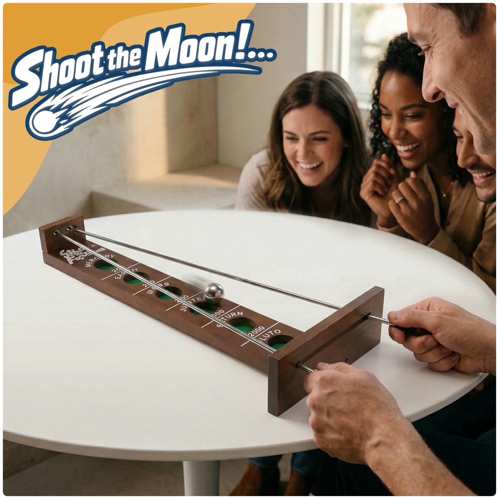Classic 1940s Shoot The Moon Game – Solid Walnut, 18 Inches Tall