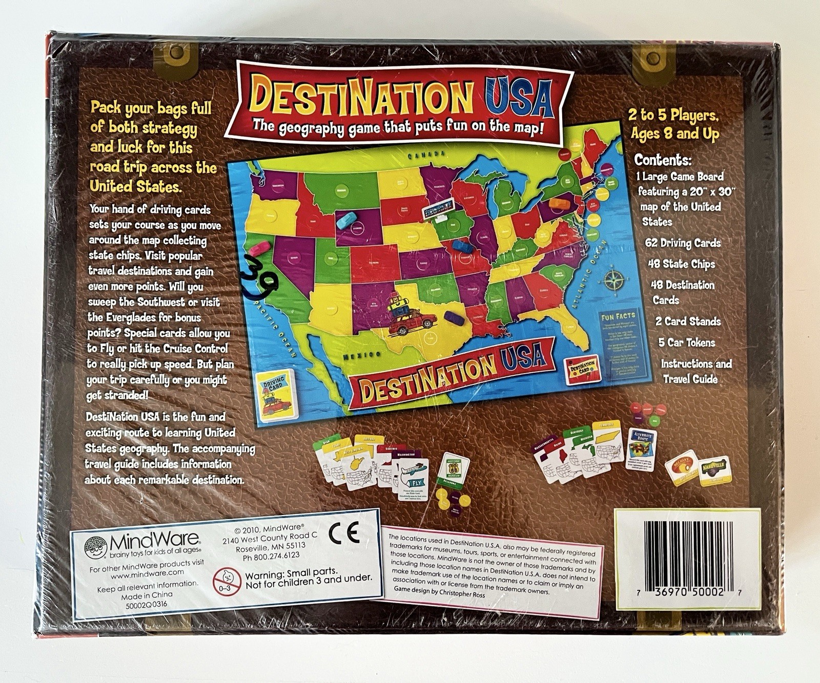 2005 MindWare DestiNation USA Geography Board Game Sealed Box NIB