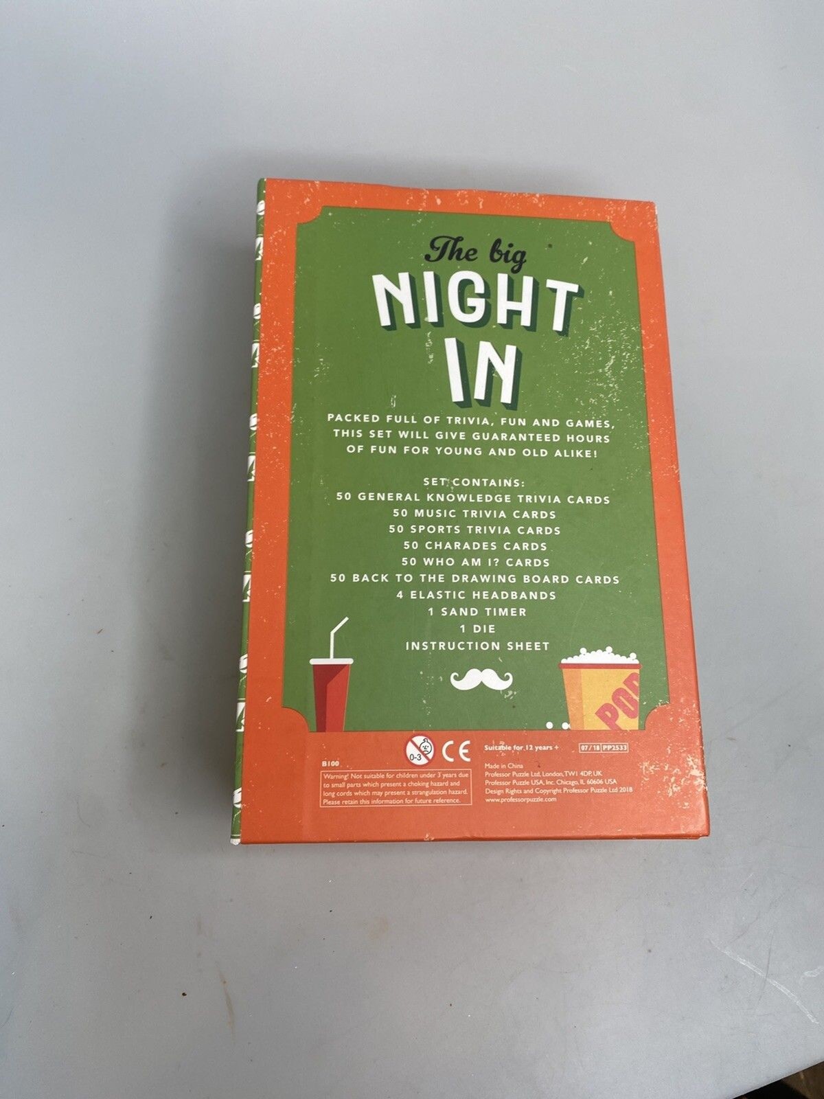 Professor Puzzle The Big Night In Trivia Game Preowned in Box Complete-