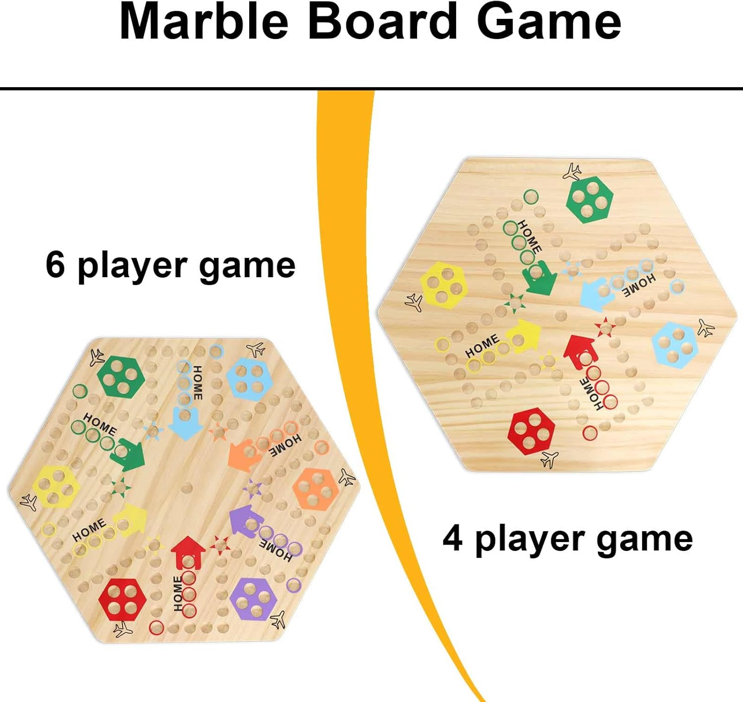 Original Marble Game Wahoo Board Game Double Sided Painted Wooden Fast Track Boa