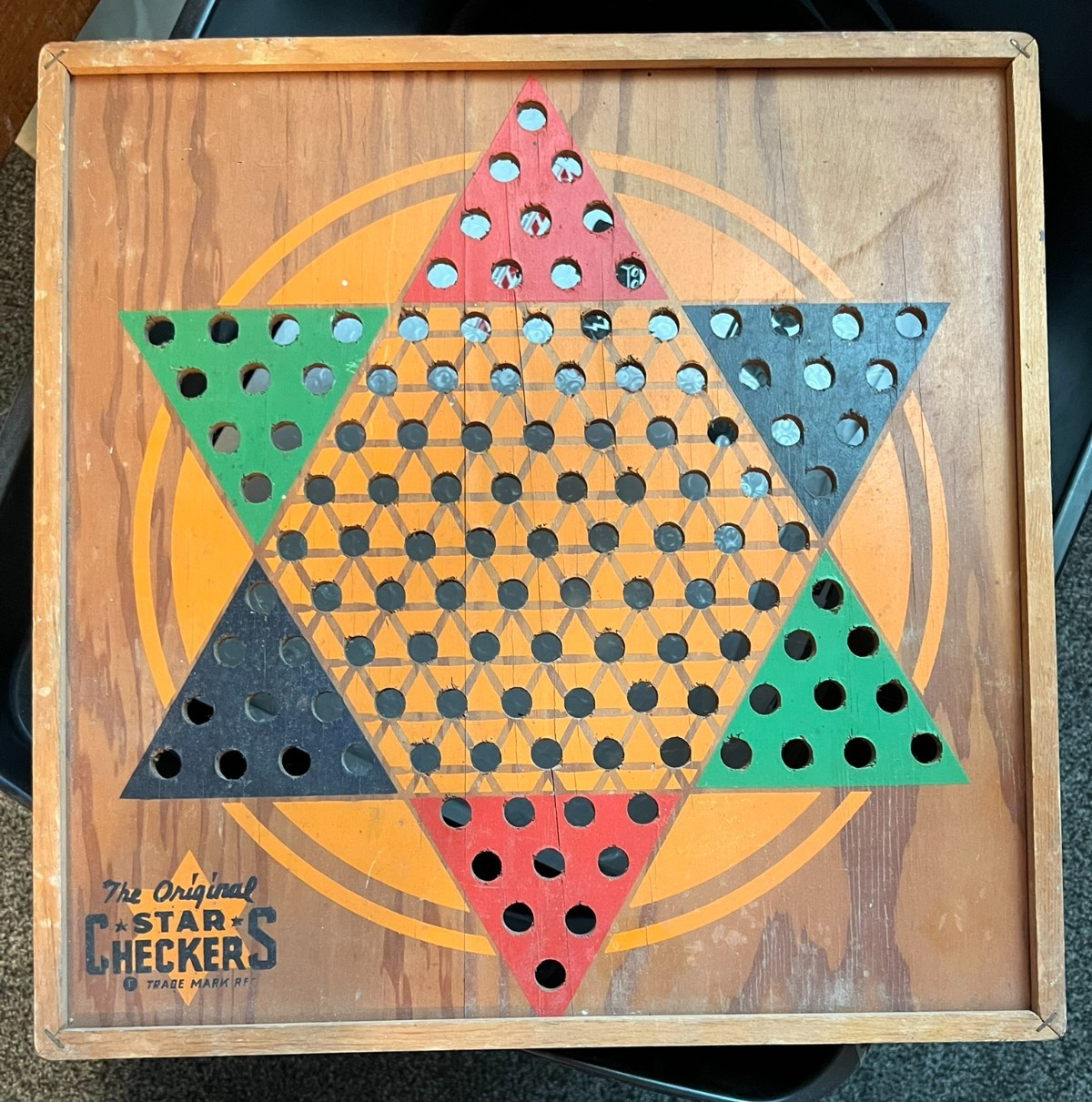 Chinese Checkers The Original Star Checkers Game Board 1938 Vintage Wood