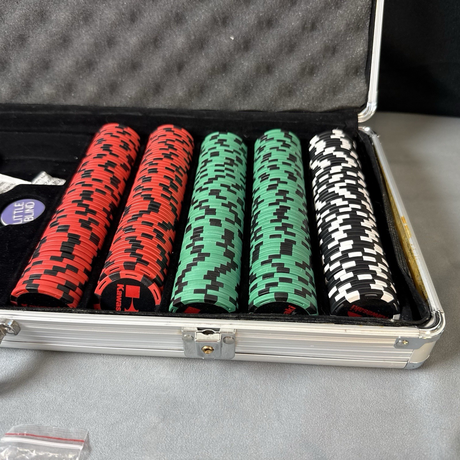 Limited-Edition OEM Kawasaki 500-Piece Clay Poker Chip Set in Aluminum Lock Case