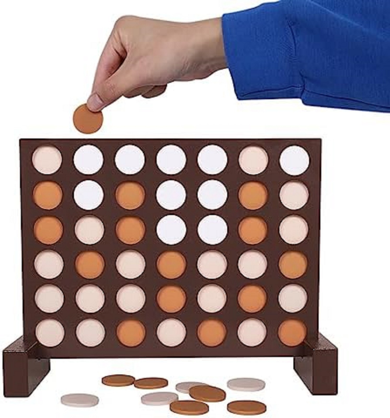 Wooden 4 in a Row Game, Classic Strategy Game for Kids and Adults, Connect The 4