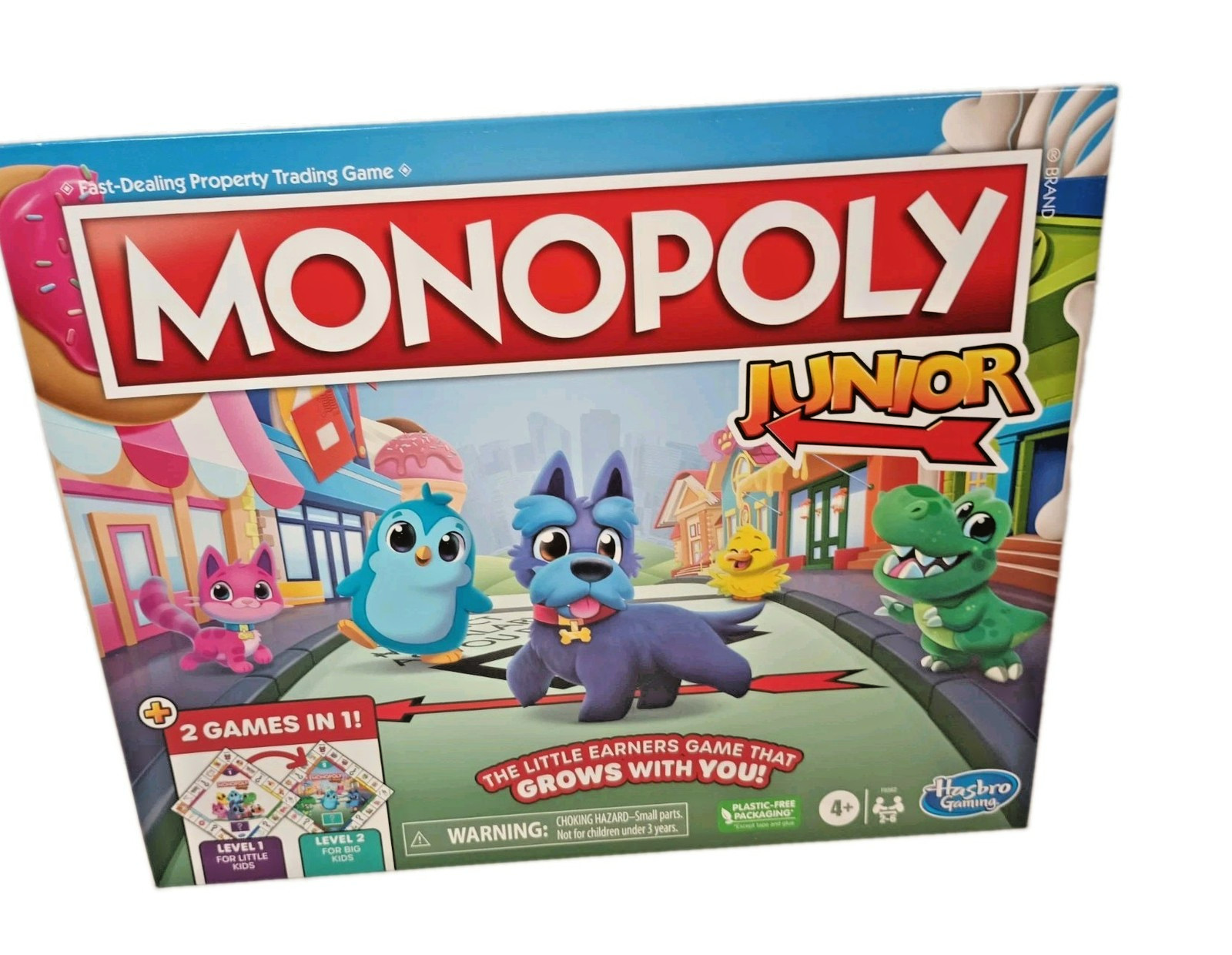 Monopoly Junior Board Game, 2-Sided Gameboard, 2 Games in 1, Monopoly By Hasbro
