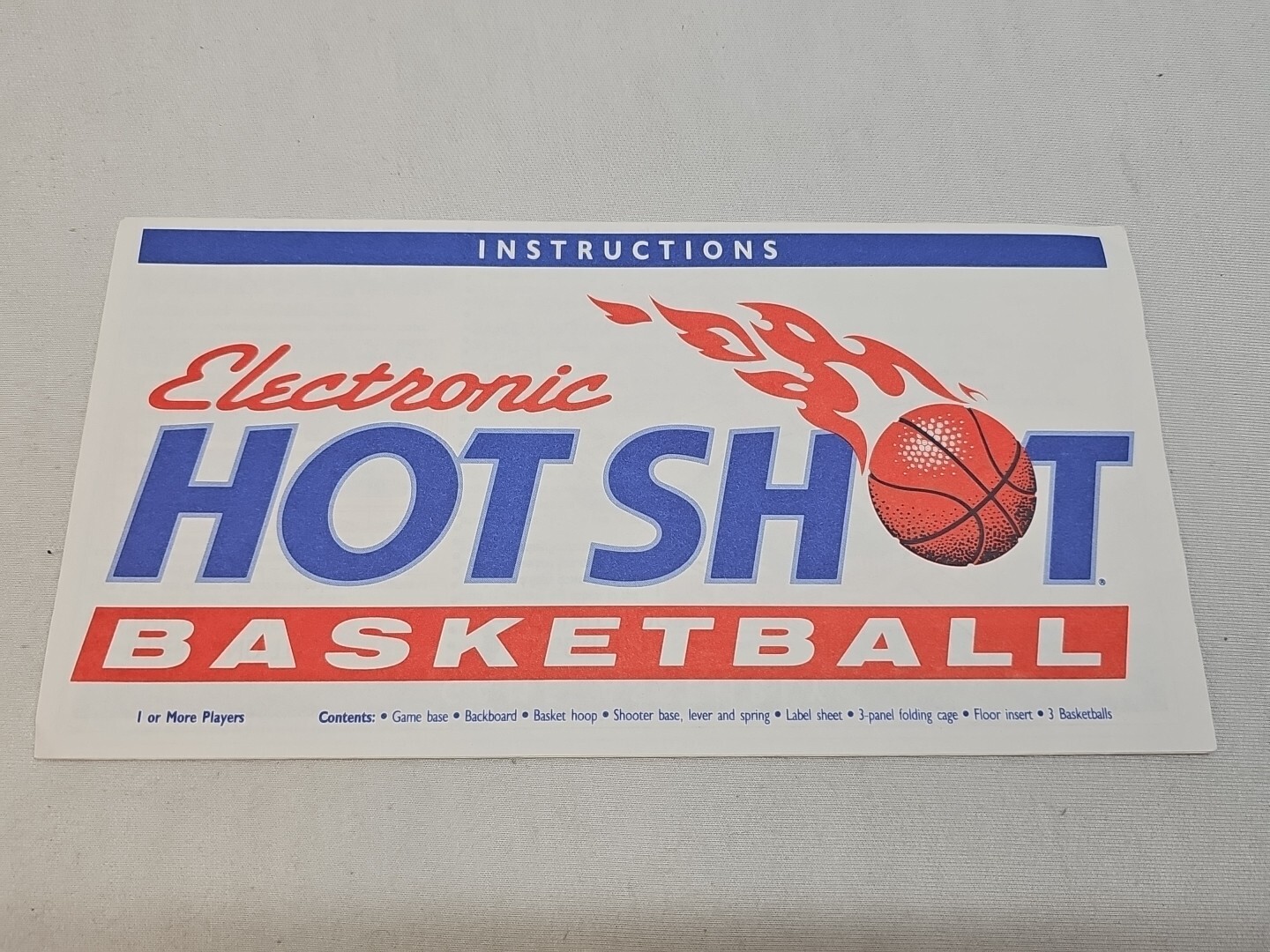 Vintage 1990 Milton Bradley 4154 Electric Hot Shot Basketball Instructions Only