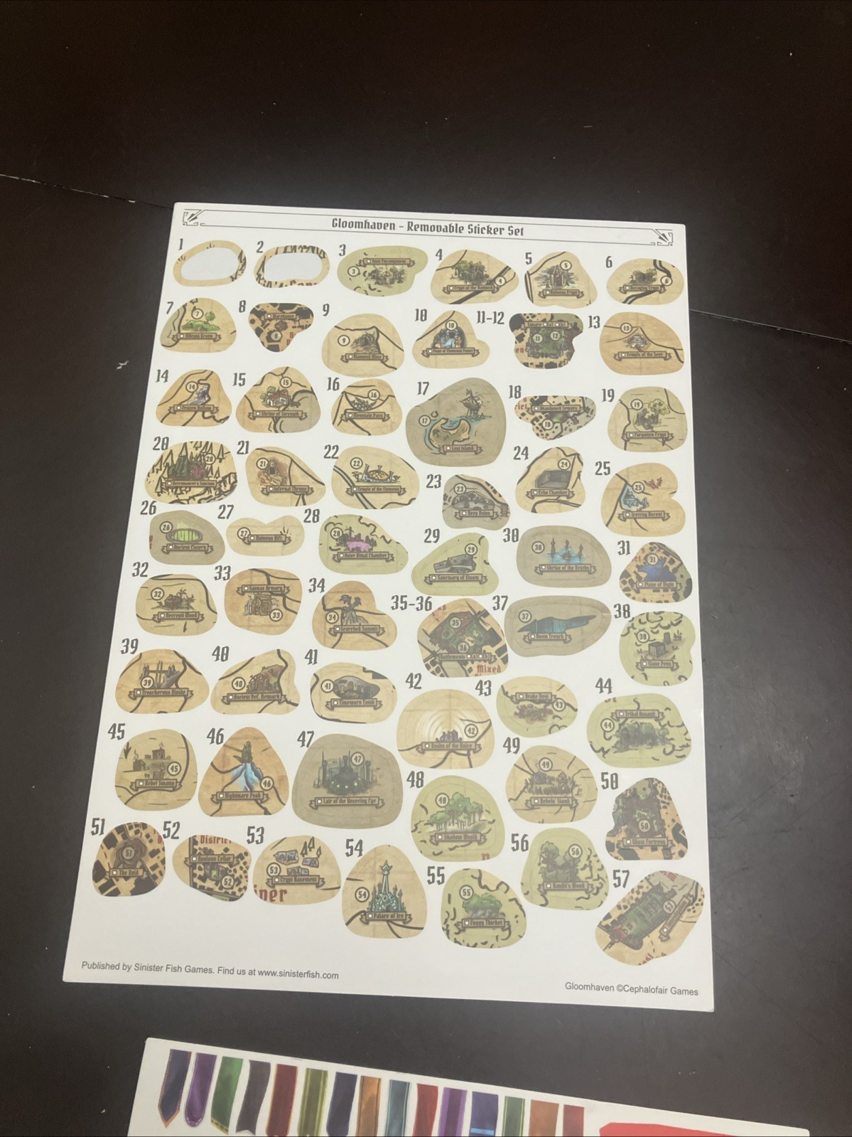 Gloomhaven Officially Licensed Removable Sticker Set Mostly Complete