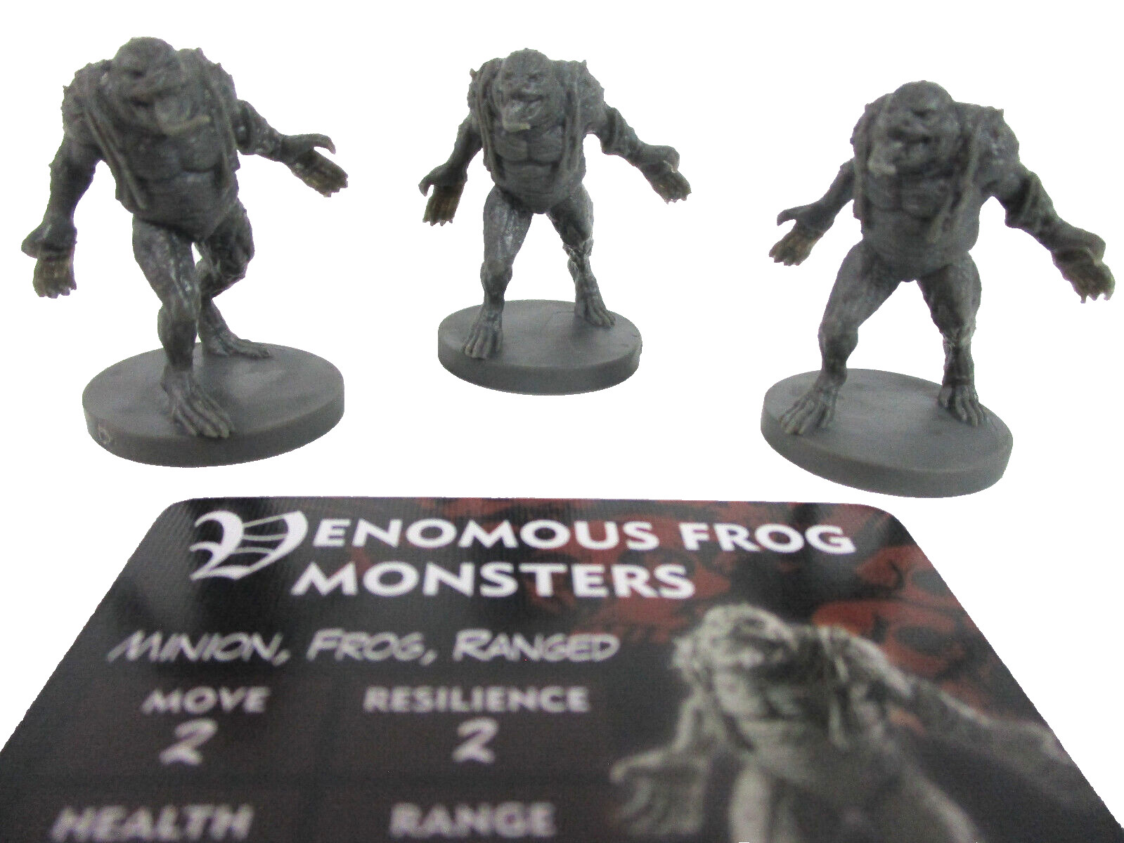 HELLBOY: The Board Game 3x VENOMOUS FROG MONSTER Minis & Card NEW!!