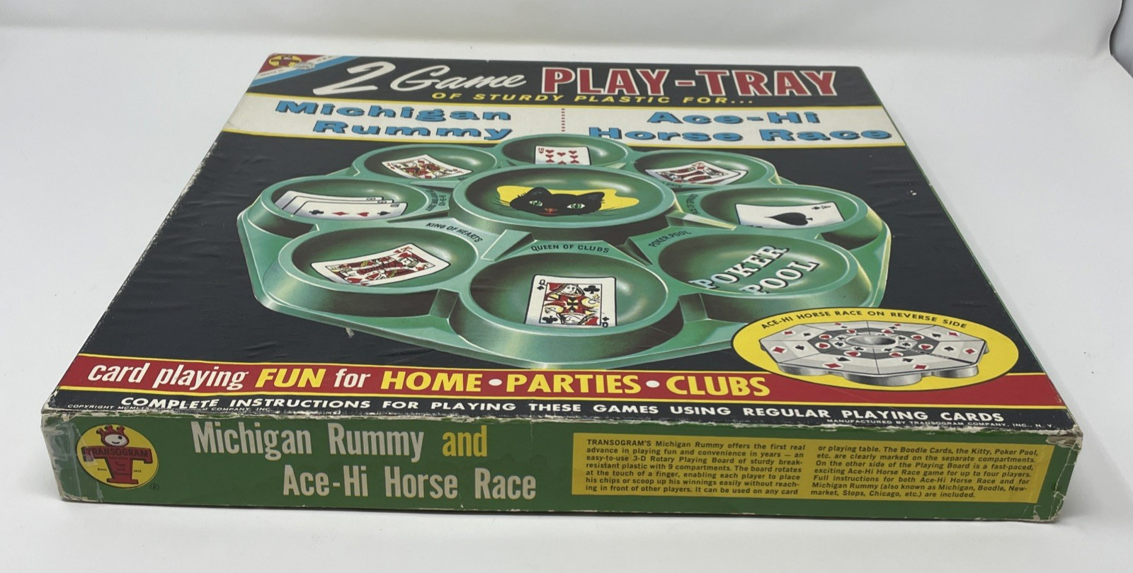 Vintage 1959 Transogram Michigan Rummy Ace Hi Horse Race Black Cat Tray
