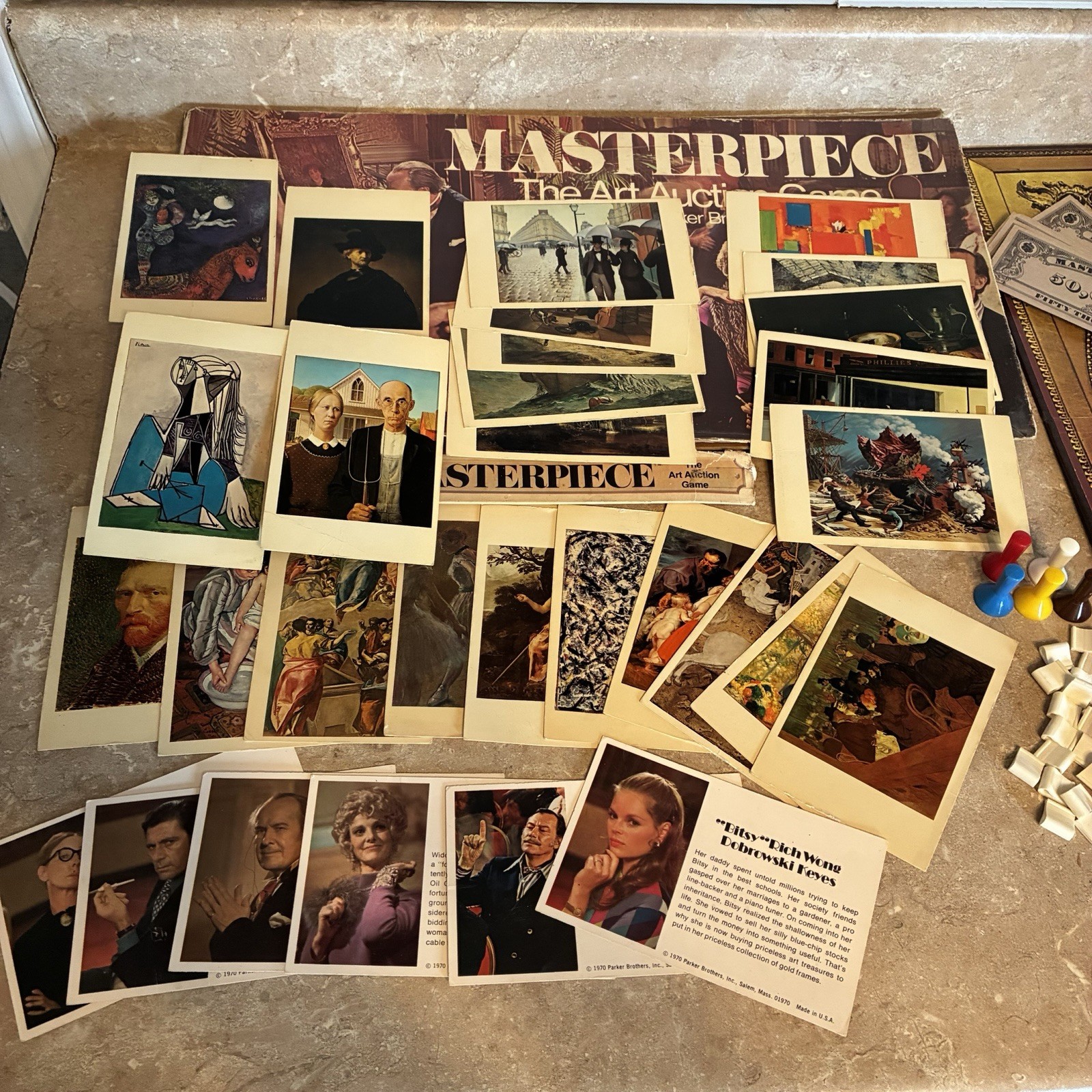 1970 Parker Brothers Masterpiece Art Auction Game Missing 1 Pawn Read